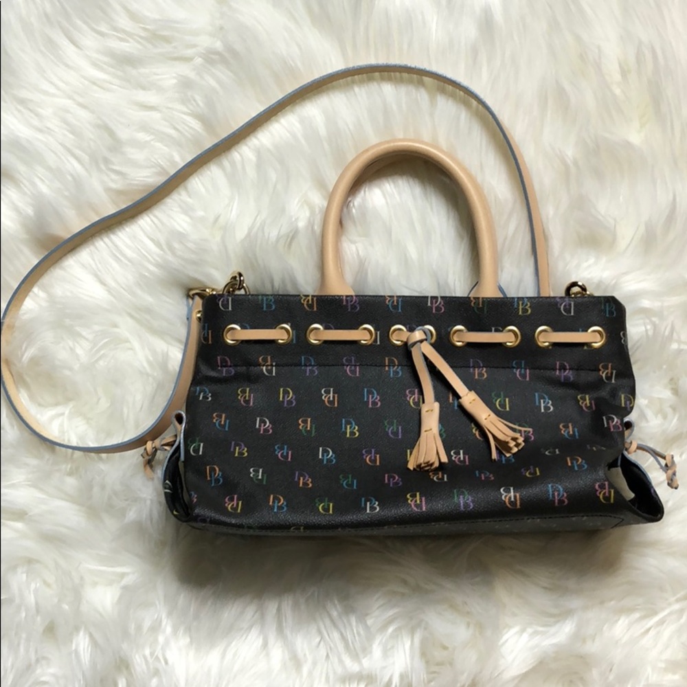 Vintage Dooney & Bourke All Weather Leather Monogram Crossbody